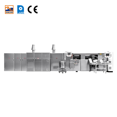 Linha de produção de rolos de ovos controlados por PLC 1.5KW Rolos automáticos de waffle para máquina de assar