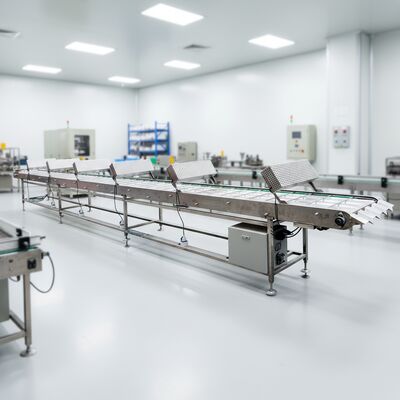 Fornecimento de energia do transportador de arrefecimento Marshalling projetado para processamento contínuo de alimentos