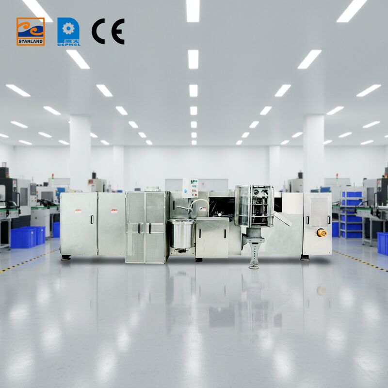 Máquina automática de cestas de waffle de funcionamento contínuo adequada para produção em grande escala