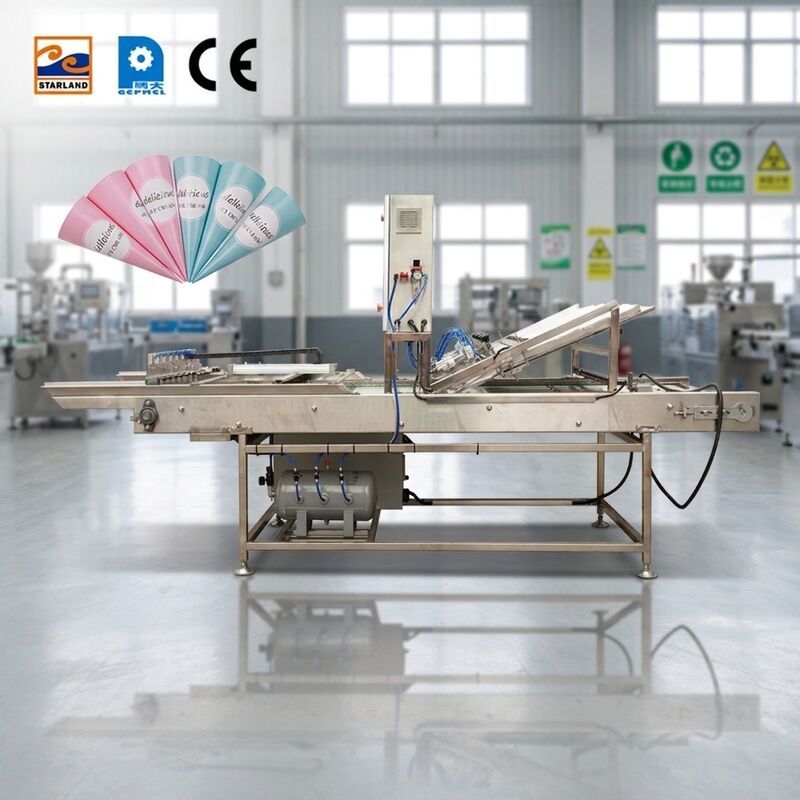 Acessórios industriais para linha de produção de cone automático fácil de instalar Equipamento que melhora o processo de fabricação de cone