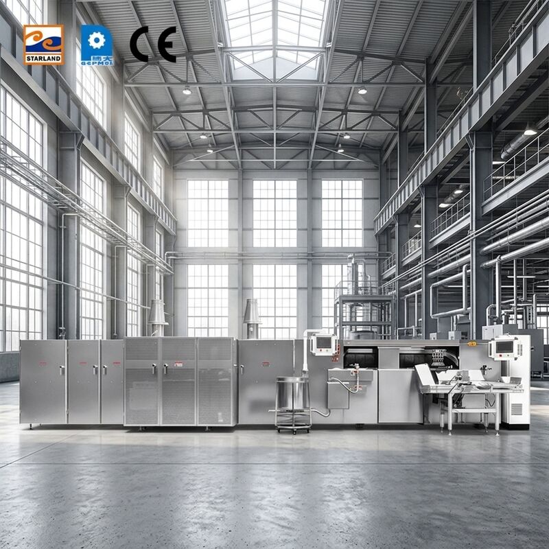 Linha de produção automática de rolos de ovo com linha de produção automática de rolos de waffle para melhorar a eficiência da produção