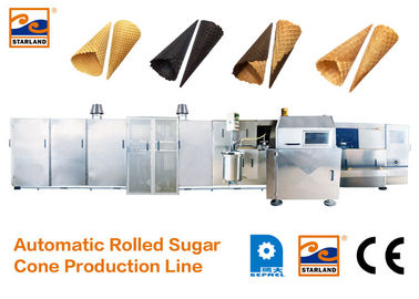Linha de produção automática certificada CE do cone do açúcar com rápido aquecendo acima o forno, cone de gelado de cozimento Productio de 63 placas