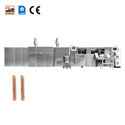 Linha de produção de rolos de waffle de luxo de alta capacidade com capacidades de produção de 1200 pcs / hora